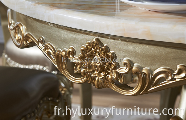 Meubles de maison royales chaises de salle à manger table à manger en marbre rectangulaire en cuir moderne